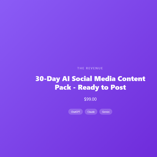 30-Day AI Social Media Content Pack - Ready to Post